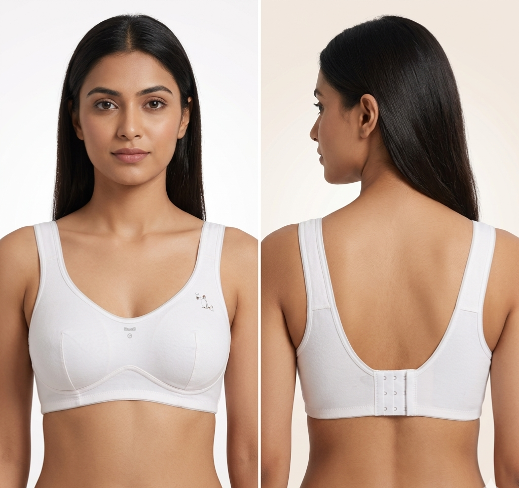 Women's Soft Fabric Comfort Bra with Removable Cups – Flexible Stretch Fit