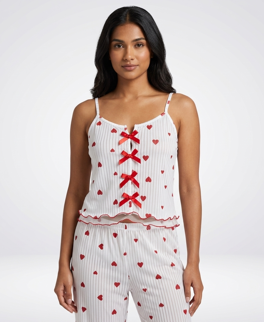 Posheeda Libaas Cupid Hearts Romantic Night Suit – Soft Stretchable Women's Sleepwear Set