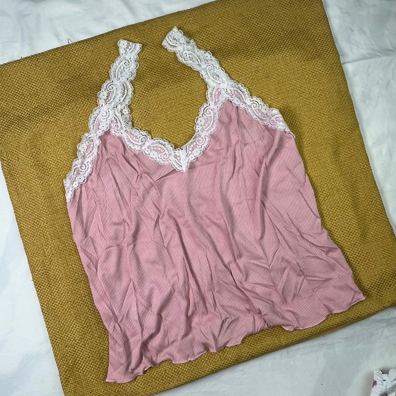 Romantic Lace Nightwear Set – Soft Ribbed Camisole & Floral Shorts for Women
