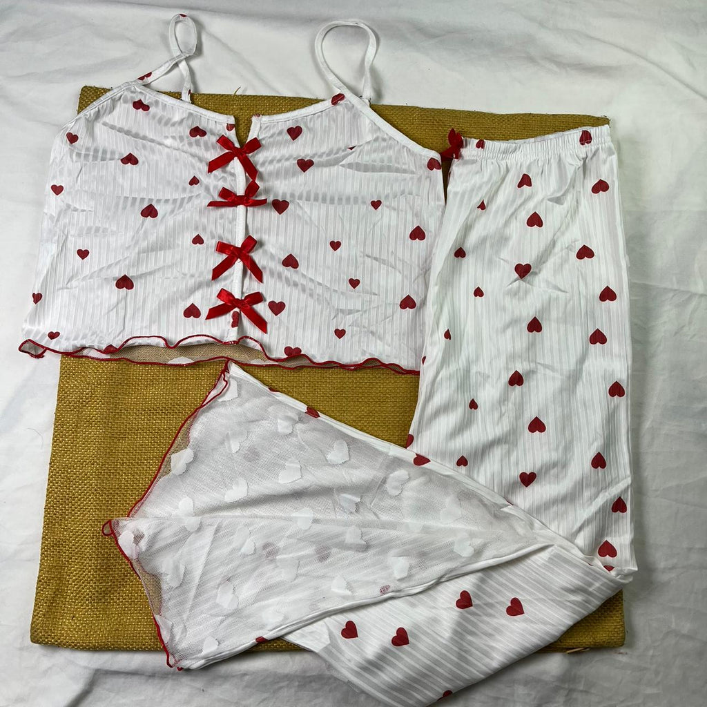 Posheeda Libaas Cupid Hearts Romantic Night Suit – Soft Stretchable Women's Sleepwear Set