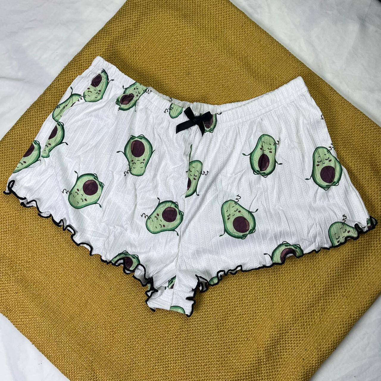 Avocado Print Nightwear Set – Soft Cami &amp; Shorts, Bow Detail, Cute 2-Piece Sleepwear