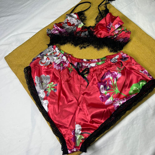 Floral Silky Flexible Bra Set – Soft Padded, Adjustable Straps, Breathable Comfort | Posheeda Libaas