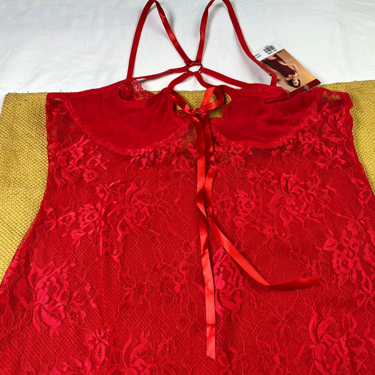 Mehroon Lace Babydoll Nightwear - Sheer Floral Lace, Back Crisscross Straps, Soft and Romantic Lingerie |Posheeda Libaas